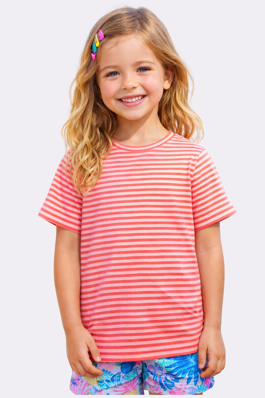 Orange Striped Kids T-Shirt – 100% Cotton Summer Comfort