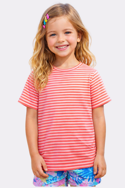 Orange Striped Kids T-Shirt – 100% Cotton Summer Comfort