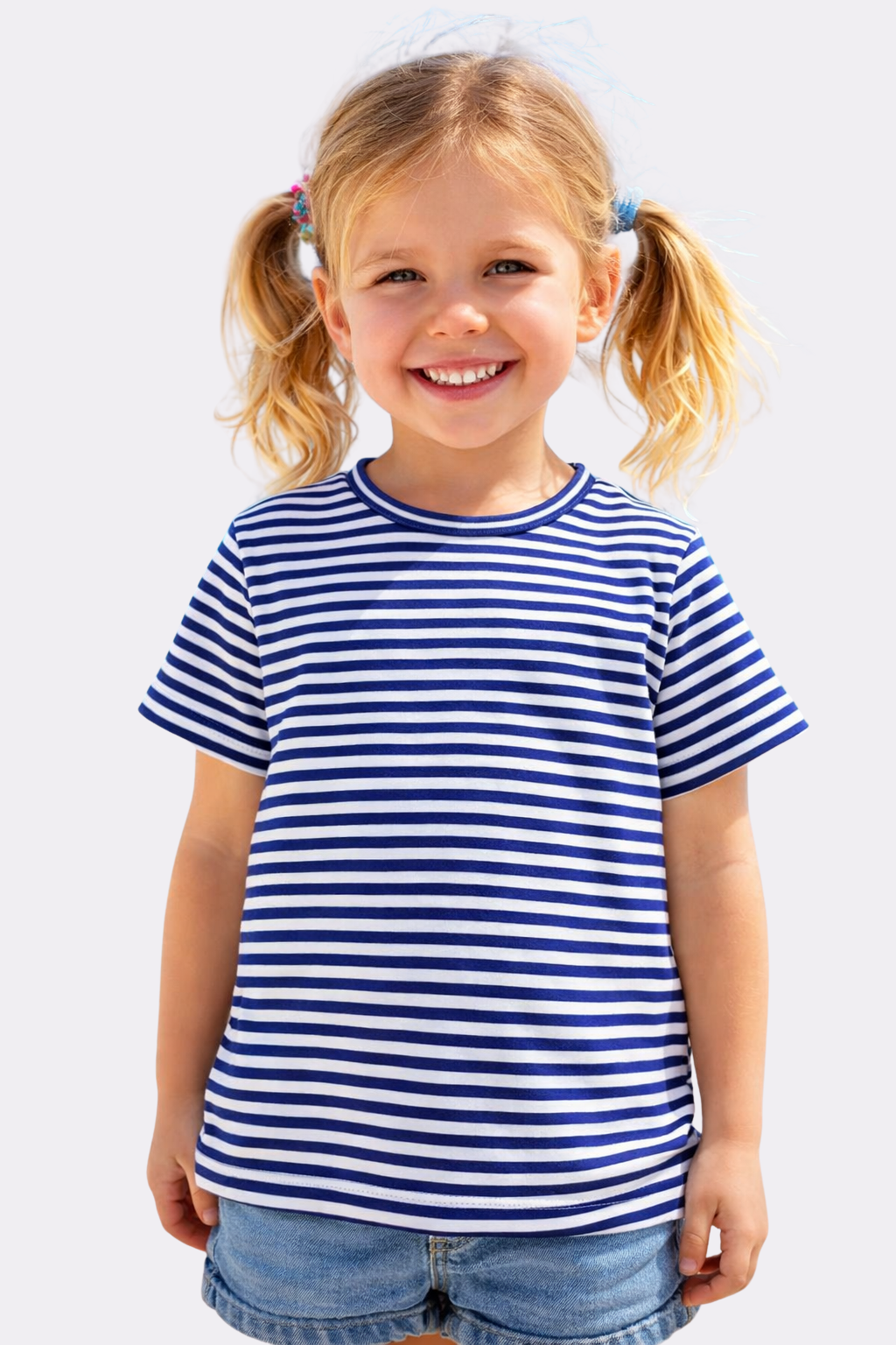 Navy Blue Striped Kids T-Shirt – 100% Cotton Summer Comfort