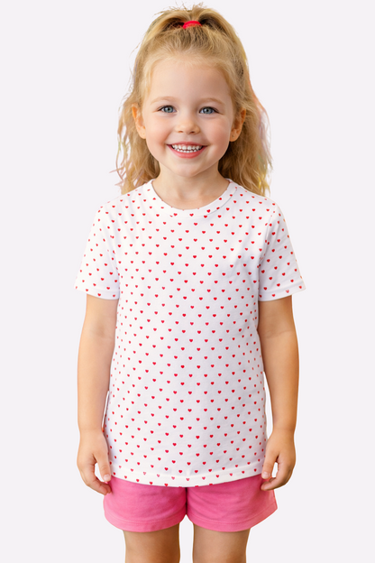 White Heats Girl's T-Shirt – 100% Cotton Summer Comfort
