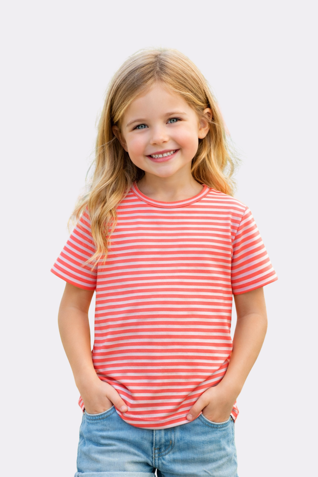 Orange Striped Kids T-Shirt – 100% Cotton Summer Comfort